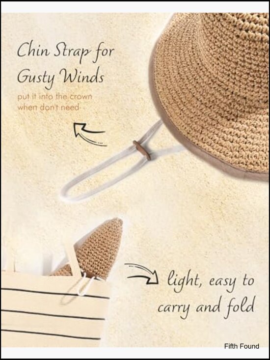 Summer Straw Sun Hat Wide Brim UPF 50 Foldable Travel Beach Hat main image 6